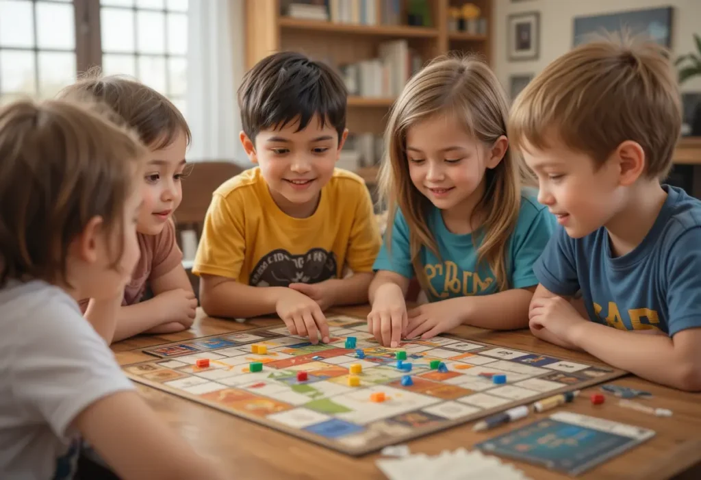 Kids playing Dice Board Game