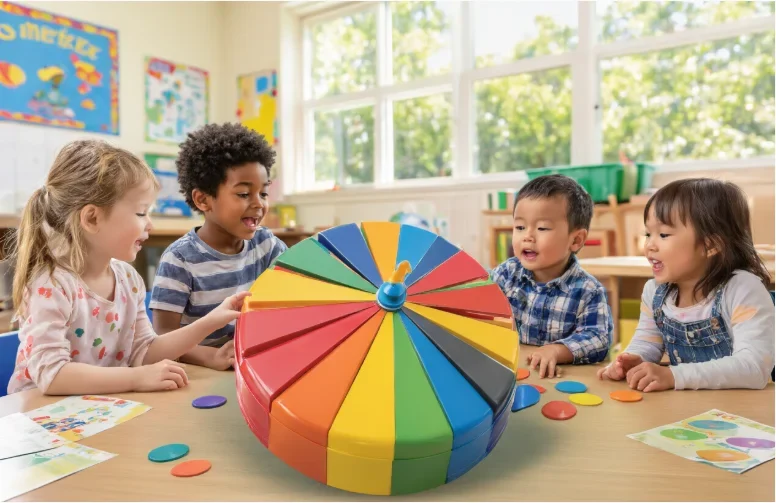 Toddlers playing and learning colors