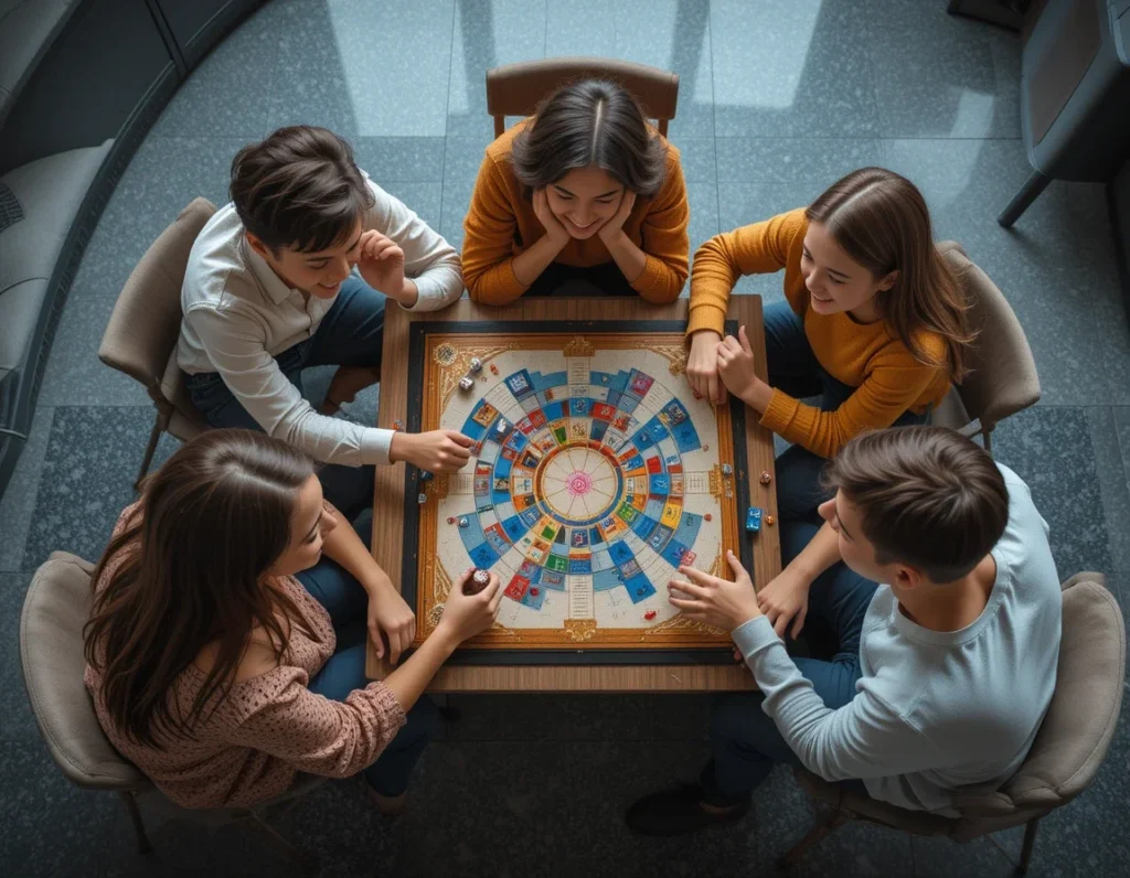 Teenagers playing board games
