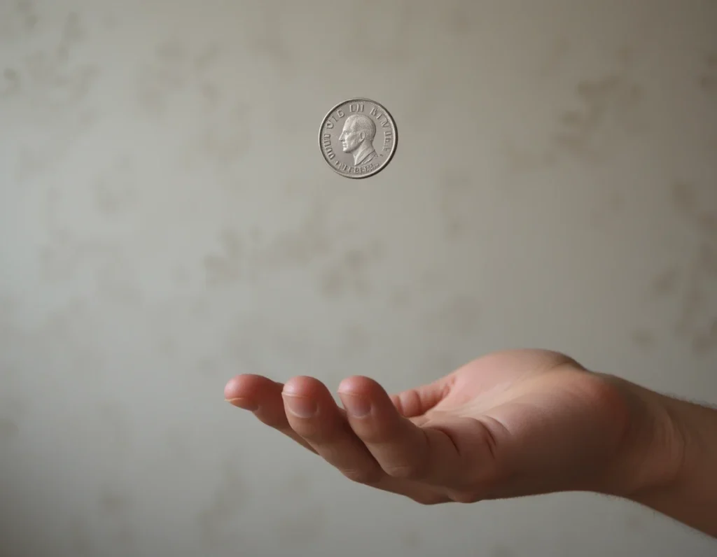 Flipping a coin for toss.
